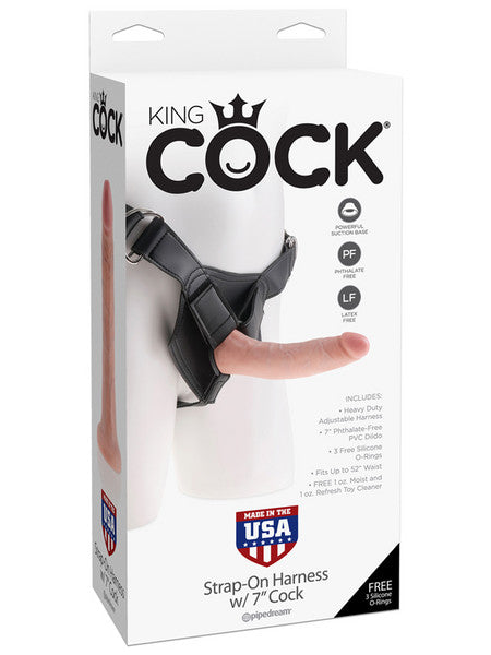 King Cock Strap-on Harness with 7 inches Cock Flesh Dildo - Club X